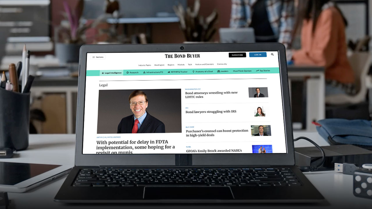 Legal Intelligence page on laptop