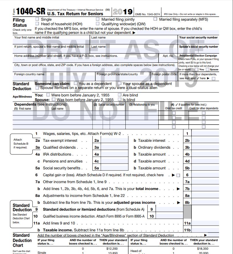 IRS Drafts Tax Return For Seniors Updates 1040 For 2019 Accounting Today