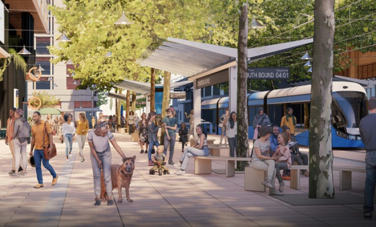 Rendering of planned light rail train in Austin, Texas