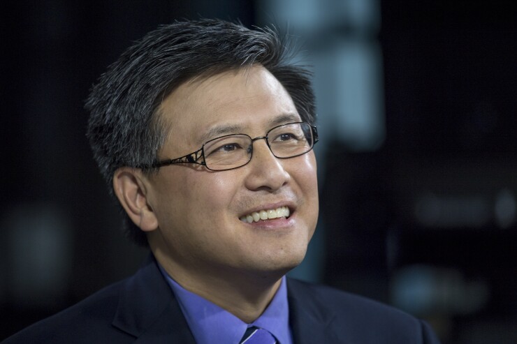 California Treasurer John Chiang smiles during a Bloomberg Technology television interview in San Francisco, California, U.S., on Monday, Oct. 10, 2016.