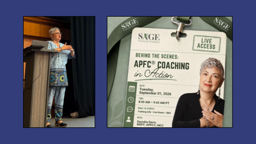 Educator and advisor coach Saundra Davis and her firm Sage Financial Solutions oversee the "accredited personal finance coach" (APFC) certification, and she has led introductory sessions in recent weeks ahead of launching this fall's courses for the mark.