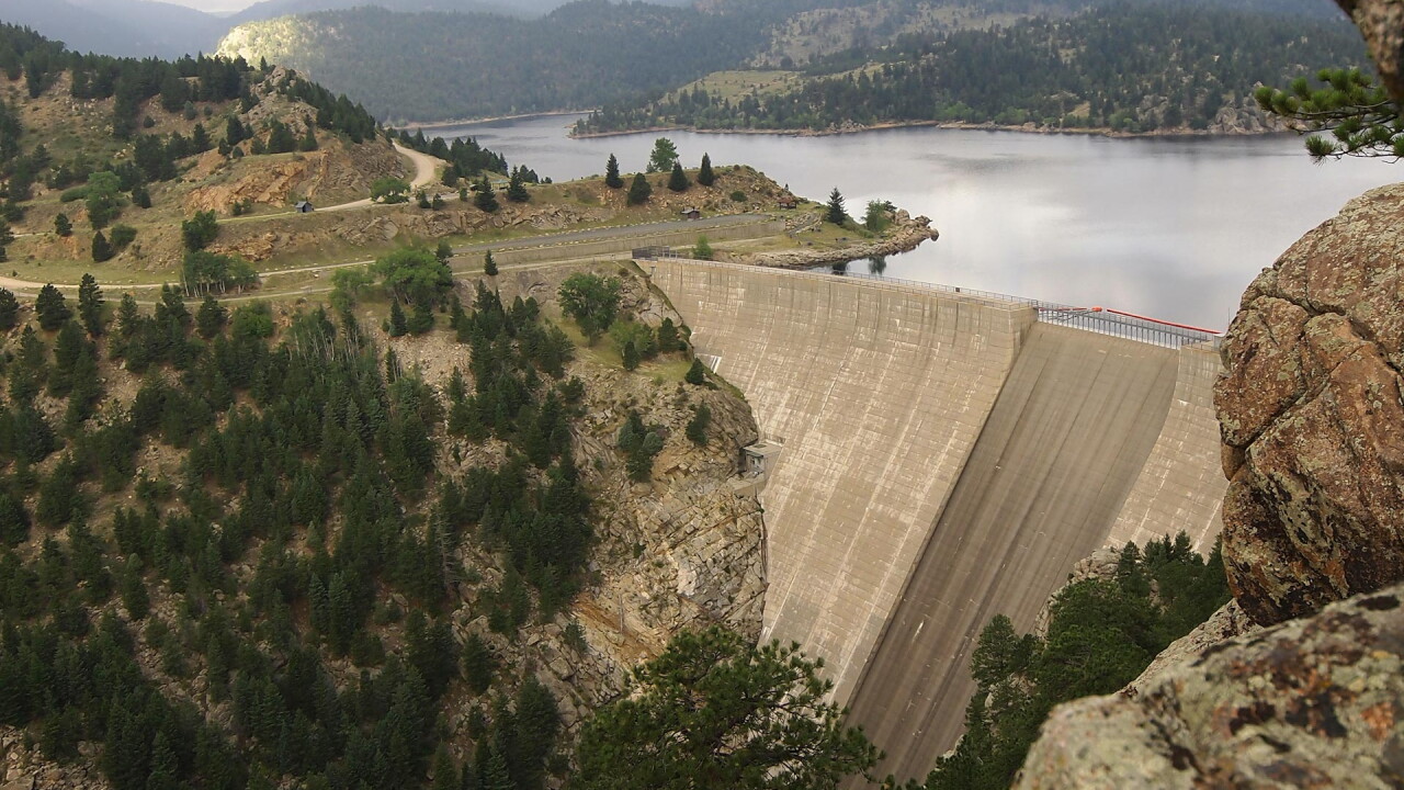 The face of the Gross Reservoir dam
