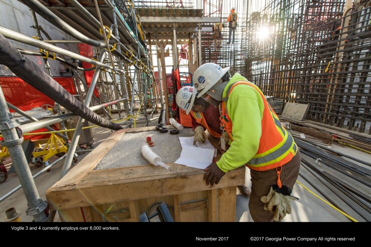 Workers on the job at Georgia's Plant Vogtle building new reactors.