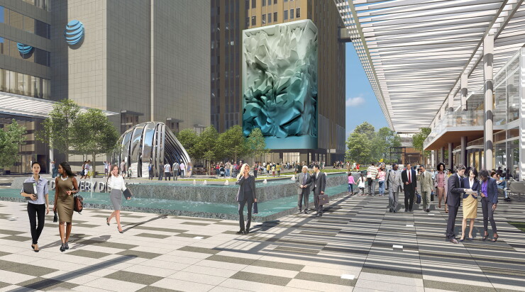 A rendering of the AT&T redevelopment in downtown Dallas announced in 2018.