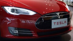 A Tesla Motors Inc. Model S electric vehicle on display at the company's showroom in Beijing, China