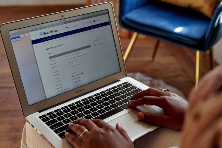 The SpareRoom app on a laptop computer arranged in Teaneck, New Jersey, U.S., on Thursday, April 28, 2022. With the average U.S. mortgage rate above 5% and home prices at record highs, homeownership feels increasingly out of reach, particularly for young, first-time buyers. To make it work, some are renting out rooms or basements and using the extra income to help offset their costs. Photographer: Gabby Jones/Bloomberg