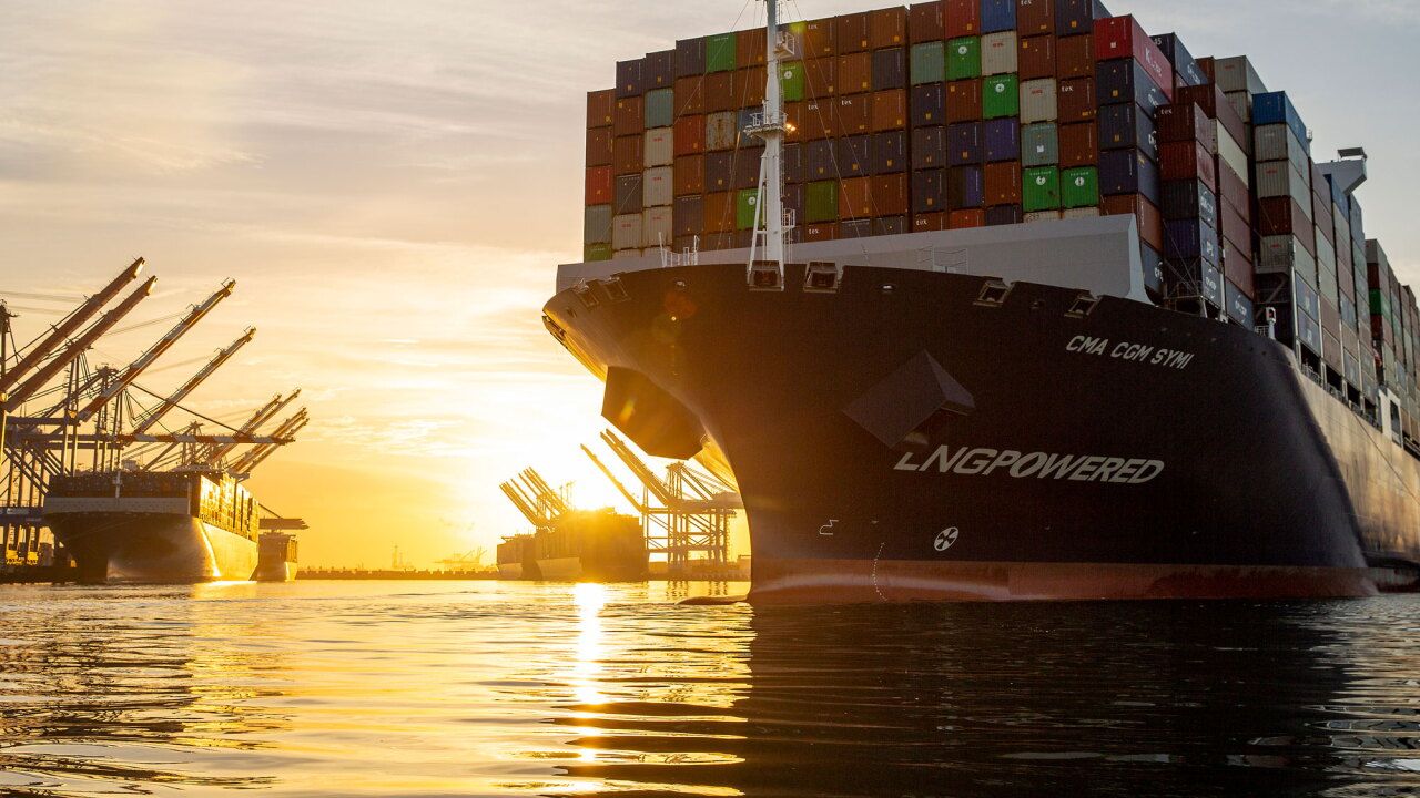 Ships coming into the Port of Los Angeles.