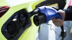 Prius electric car plugged in