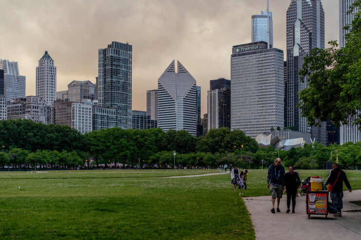 Chicago's skyline as seen from Grant Park