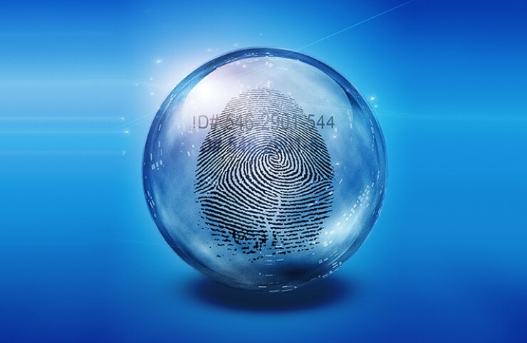 Fingerprint in a glass sphere.