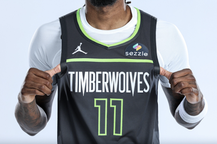 Minnesota Timberwolves jersey sponsored by Sezzle