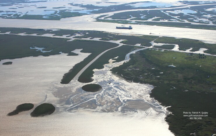 An oil tanker in the Mississippi River Ship Channel in 2014