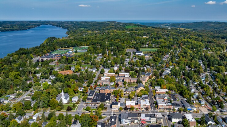 Aerial view of Cazenovia, New York