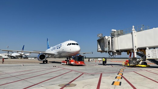 United Airlines plane at Houston's IAH airport
