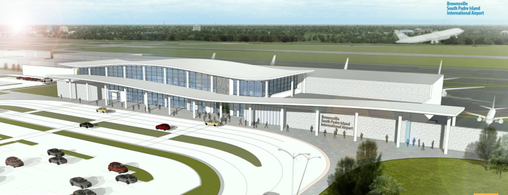 A rendering of the planned new terminal for Brownsville-South Padre Island International Airport in Texas, due to open in 2020.