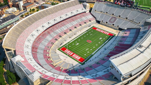 Ohio Football stadium in Columbus - home of the Ohio State Buckeyes - aerial photography - COLUMBUS. OHIO - JUNE 08, 2023