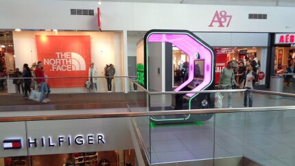 A photo booth on the second floor of The Mills at Jersey Gardens mall in Elizabeth, New Jersey.