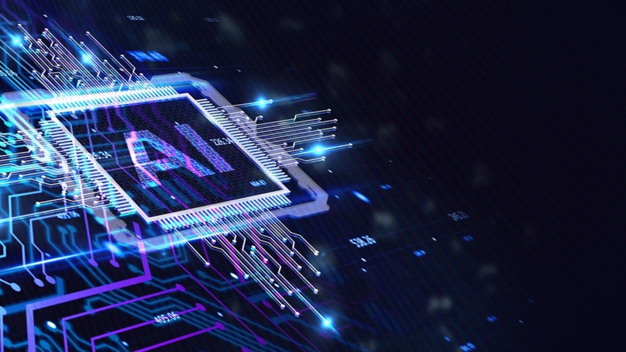 AI in a box with lines streaming from the center.