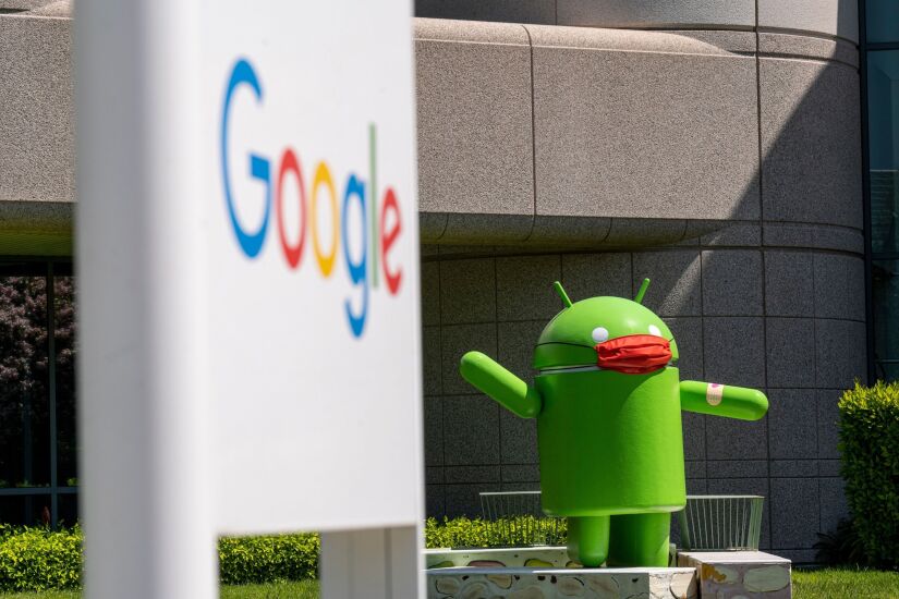 Google Android mascot with mask