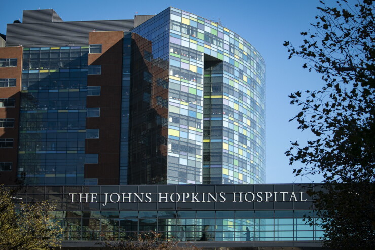 John Hopkins Hospital building and sign