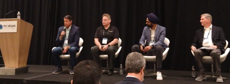 Panelists Keith Raymond, Joseph Ours, Harkaran Singh and Bruce Brousssard discuss AI at ITC Vegas in 2023