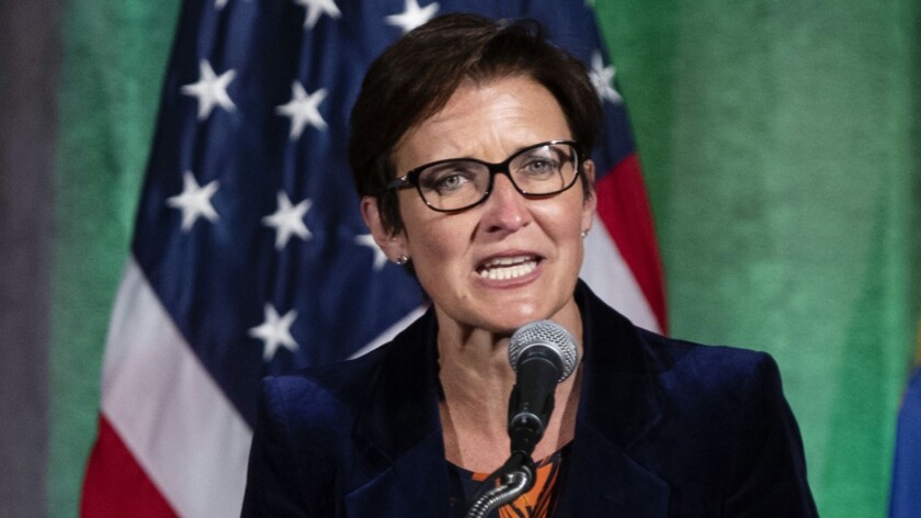 Citigroup's Jane Fraser, speaking during a Brazil Day conference at the U.S. Chamber of Commerce in Washington on March 18, 2019.