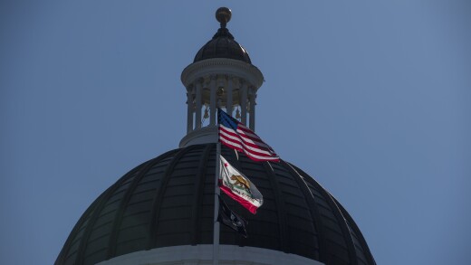 California State Capitol buildings and flags