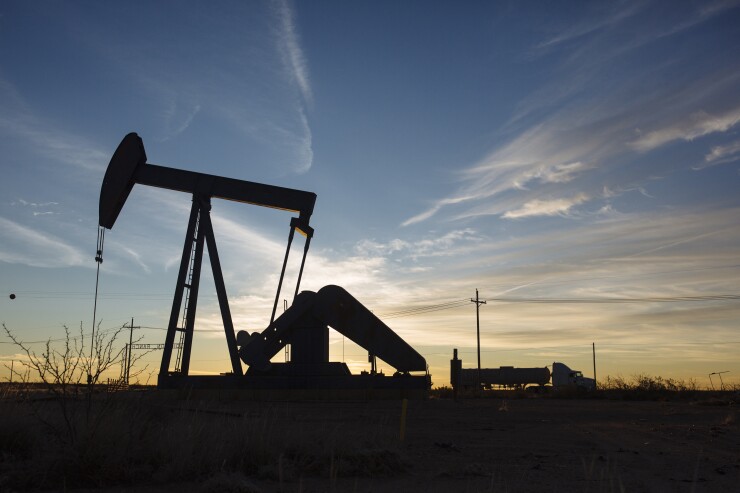 Oil pump jack in the Texas Permian Basin.
