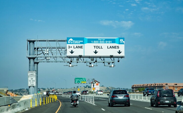 Vehicles on the State Highway 91 Express Lanes in Orange County, California