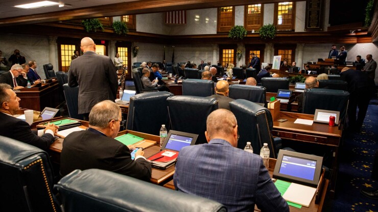 State senators in Indiana statehouse