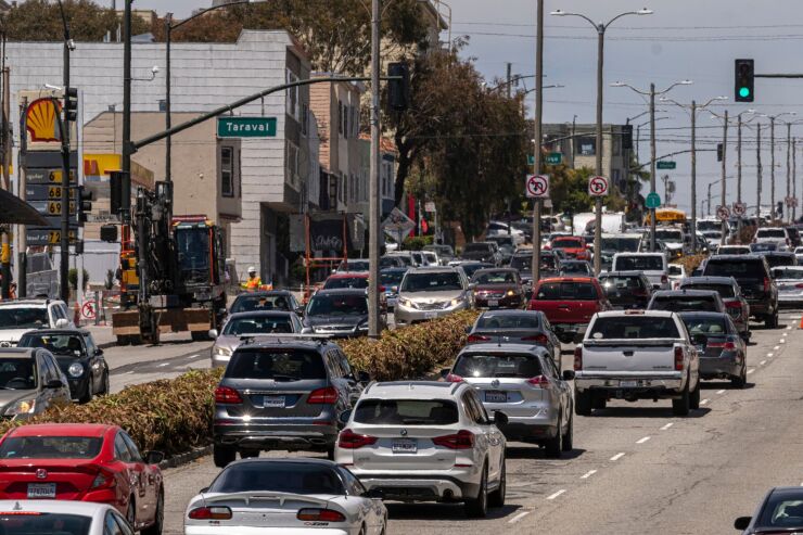 Traffic on 19th Avenue in San Francisco, California, US, on Thursday, June 9, 2022. Stratospheric Fuel prices have broken records for at least seven days with the average cost of fuel per gallon hitting $4.96 as of June 8, according to the American Automobile Association. Photographer: David Paul Morris/Bloomberg