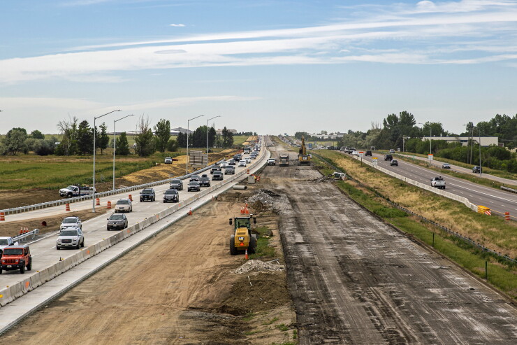 Construction on Interstate 25 in Fort Collins, Colorado in June 2019.