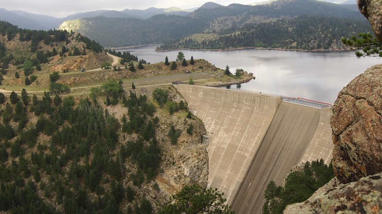 The face of the Gross Reservoir dam.