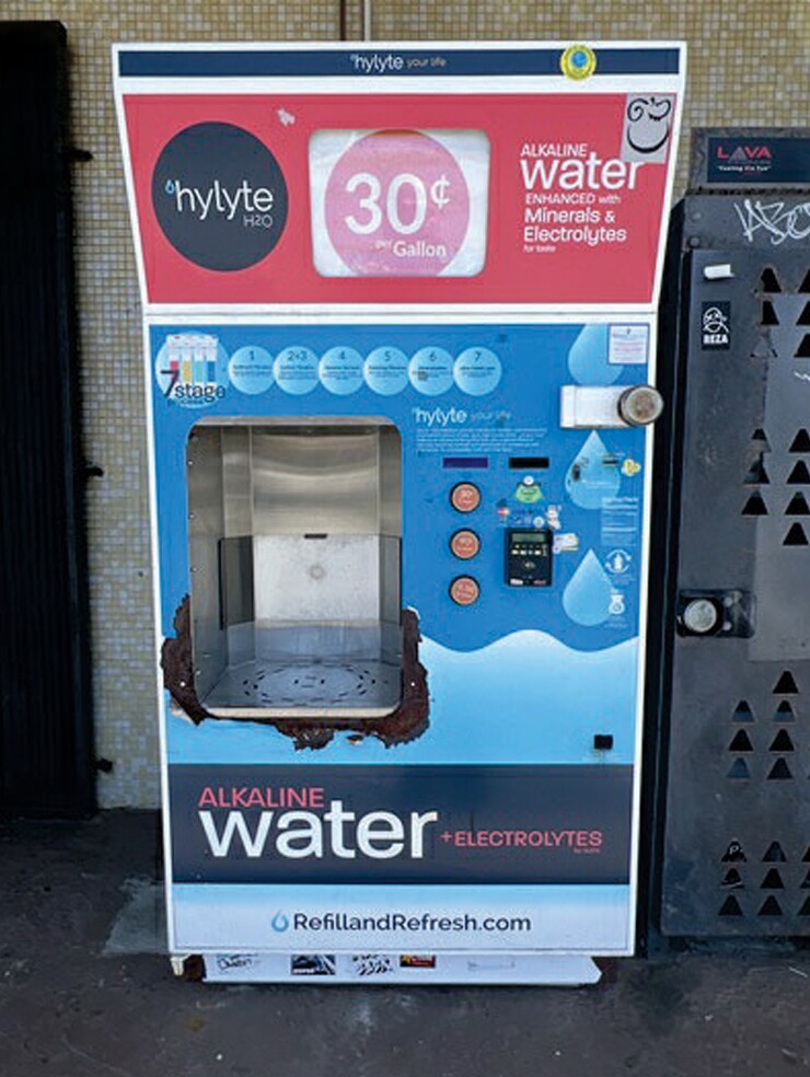 A photo of a Hylyte dispenser in Torrance, California, filed in federal bankruptcy court.