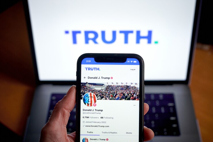 The Truth Social website on a smartphone