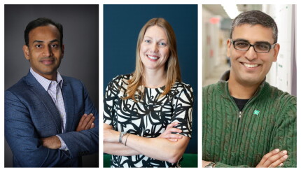 Left to right: Sathish Muthukrishnan, the chief information, data and digital officer at Ally Financial. Kristiane Koontz, the director of banking transformation at Zions Bancorporation. Imran Khan, head of TD Invent at TD Bank Group.