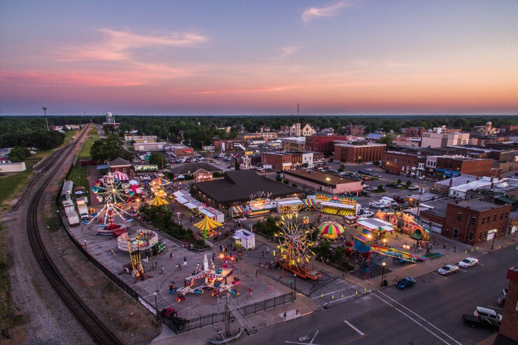 A carnival at the annual Railroad Days event in Moberly, Missouri.