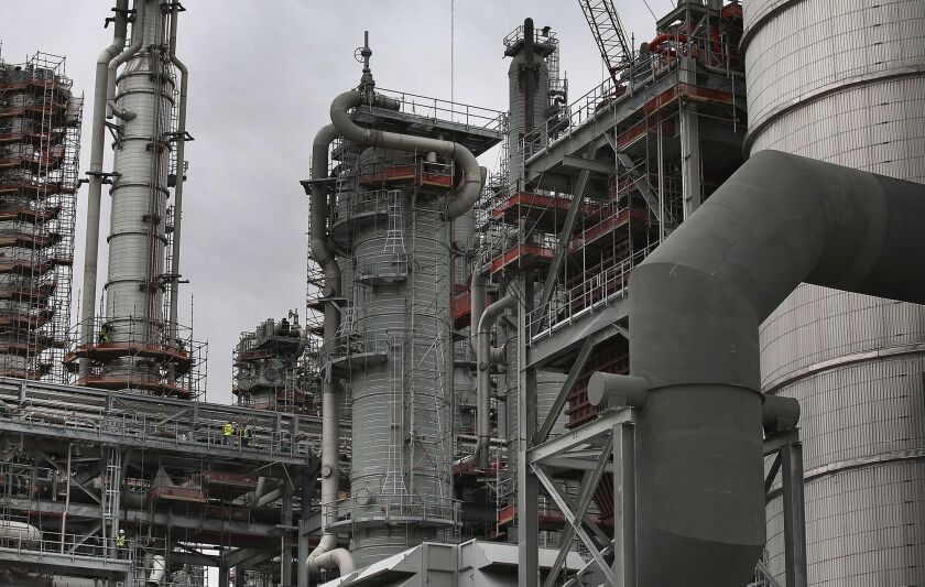 Southern Co.'s Kemper County power plant under construction in Mississippi in 2014. The facility abandoned carbon capture due to the high cost.