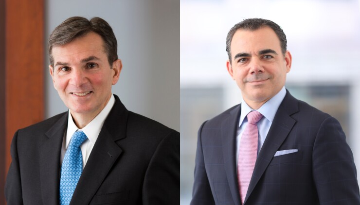 Joseph DePaolo, president and CEO of Signature Bank; Frank Santora, chief payments officer of Signature Bank