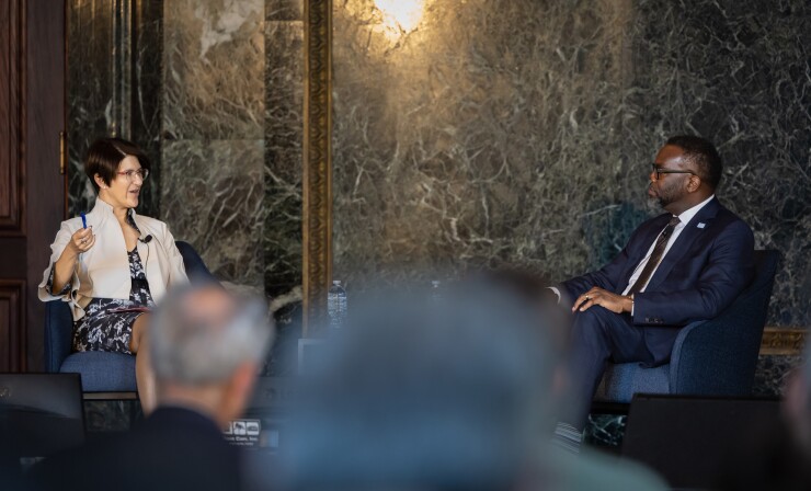 Chicago CFO Jill Jaworski and Mayor Brandon Johnson