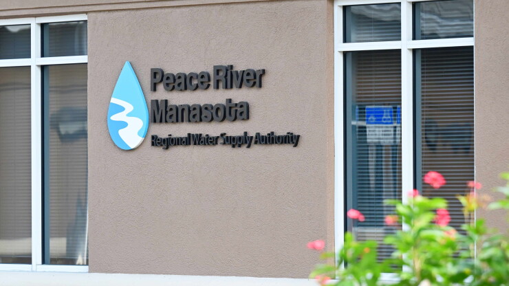 Sign on building saying Peace River Manasota Regional Water Supply Authority