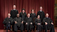 Justices of the U.S. Supreme Court pose during their formal group photograph in the East Conference Room of the Supreme Court in Washington, D.C. Seated from left: Associate Justice Stephen Breyer, Associate Justice Clarence Thomas, Chief Justice John Roberts, Associate Justice Ruth Bader Ginsburg and Associate Justice Samuel Alito Jr. Standing behind from left: Associate Justice Neil Gorsuch, Associate Justice Sonia Sotomayor, Associate Justice Elena Kagan and Associate Justice Brett Kavanaugh.