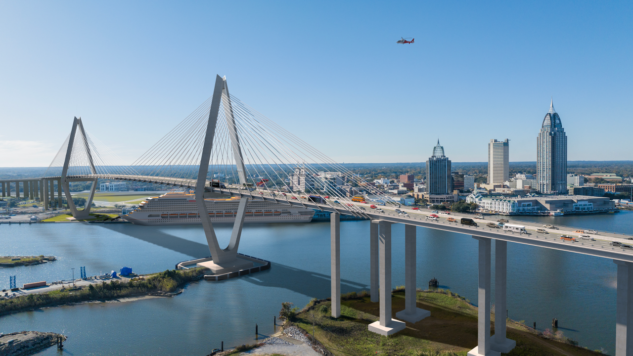 Rendering of planned Mobile River Bridge, Alabama