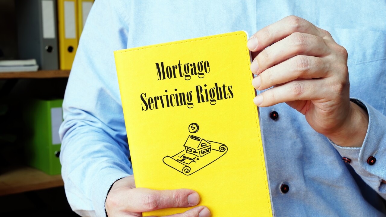 Mortgage Servicing Rights sign on the sheet.