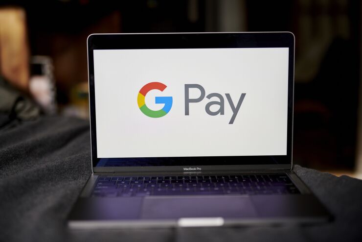 Google Pay on laptop screen
