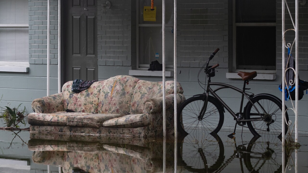 Floodwaters from Hurricane Idalia surround a home in Crystal River, Florida, on Aug. 31, 2023.