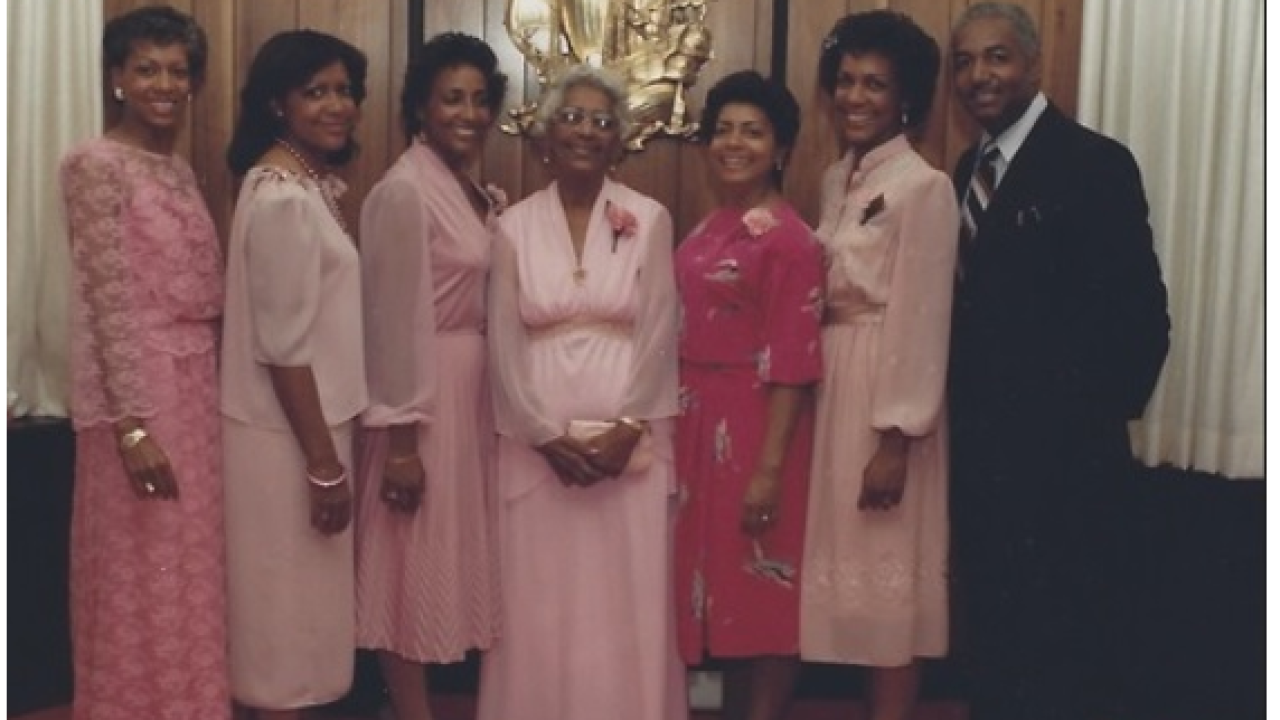 Mrs. Florence Waller (center) and her six children