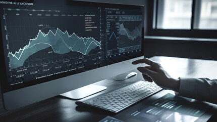 Healthcare and Medical insurance business virtual graph . Medical financial and doctor analyzing. Generative AI
