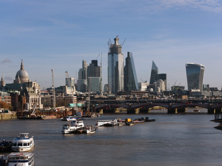 The skyline of the City of London