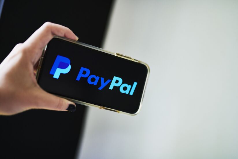 PayPal on phone, landscape